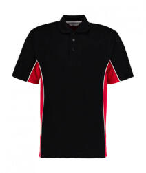 Kustom Kit Férfi rövid ujjú galléros póló Kustom Kit Classic Fit Track Polo 2XL, Fekete/Piros/Fehér