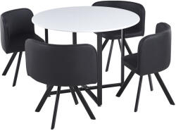 TEMPO KONDELA Étkező Szett 1+4, Fehér/Fekete, Bevan New - fizz