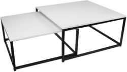 TEMPO KONDELA Két Dohányzóasztal Szett, Fehér/Fekete, Kastler New Typ 1 - fizz