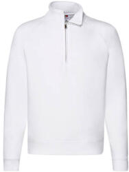 Fruit of the Loom Férfi Pulóver Hosszú ujjú Fruit of the Loom Zip Neck Raglansweat - XL, Fehér