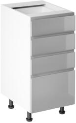 Tempo Alsószekrény, Fehér/Szürke Extra Magasfényű HG, Aurora D40S4