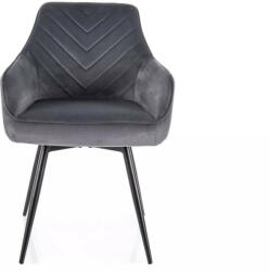 Servio Velvet Forgó Étkezőszék Szürke Bársony Fekete Fém Lábakkal