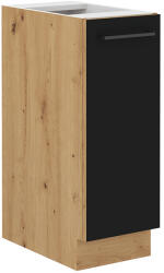 Tempo Alsó Szekrény Fém Kosárral, Matt Fekete/Artisan Tölgy, Monro 30 D Cargo