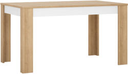 TEMPO KONDELA ÉtKerekezőasztal Lyot03, Nyitható, Tölgy Riviera/Fehér Extra Magasfényű, 140-180x85 cm, Leonardo