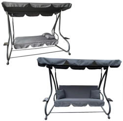 GardenLine kerti hintaágy - 210 x 120 x 170 cm - dönthető - Antracit (KRE3101)