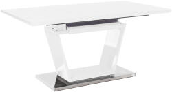 TEMPO KONDELA ÉtKerekezőasztal, Nyitható, Fehér Extra Magasfényű/Acél, 160-220x90 cm, PeraKerek