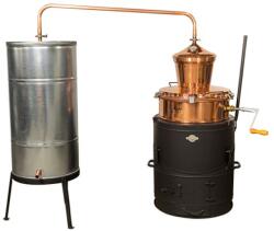 DES pálinkafőző 60 L keverővel, bilincses zárással, horganyzott. spirálcsöves 200L-es hűtővel