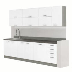 Tempo Konyhabútor, Fehér Extra Magasfényű/Szürke, Prado