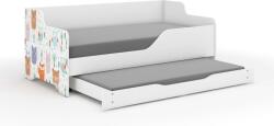  LILU gyermekágy laminált előlappal, 160x80cm-es matraccal és ágyneműtartóval, benne 140x70cm-es matraccal - erdő