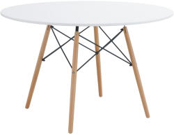 TEMPO KONDELA ÉtKerekezőasztal, Fehér/Matt/BüKerekKerek, Átmérő 120 cm, Demin New