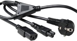 ACT Powercord cablu divizat conector de rețea CEE7/7 masculin (unghiular) - 1 x C13 + 1 x C5 1, 8 m Negru (AK5166)