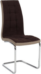 TEMPO KONDELA Étkezőszék, Barna Szövet/Textilbőr Bézs/Króm, Saloma New