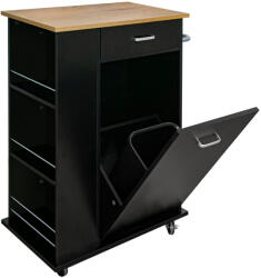 Tempo Billenős Szekrény Szemetes Kosárral, Fekete/Tölgy, Vasin - fizz