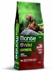 Monge BWild Grain Free Adult 12kg gabonamentes, teljes értékű eledel felnőtt kutyák számára, minden fajtának, bárányhússal, burgonyával és borsóval (149284)