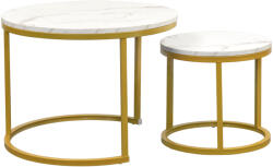 TEMPO KONDELA Dohányzóasztal, 2 Db-Os Szett, Arany/Márvány Imitáció, Damon