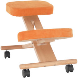 TEMPO KONDELA Ergonomikus Térdelőszék, Narancs/Bükkfa, Flonet