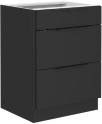 Tempo Alsó Szekrény, Fekete, Siber 60 D 3S BB