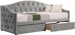 TEMPO KONDELA Ágy Tárhellyel, 90x200, Szürke Velvet Szövet, Zaska - fizz