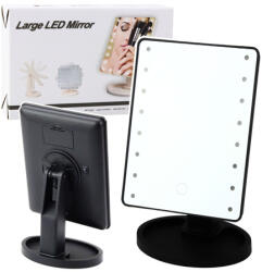  Kozmetikai Tükör 16 LED Diódával és Állítható Állvánnyal, Fekete Színben- 24875