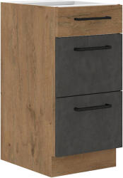 Tempo Alsószekrény, Szürke Matt/Tölgy Lancelot, Vega 40 D 3S BB
