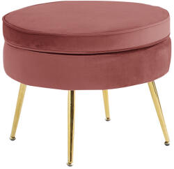 TEMPO KONDELA Luxus Zsámoly/Puff, Rózsaszín Velvet Szövet/Króm Arany, Art-Deco, Noblin Typ 1 - fizz