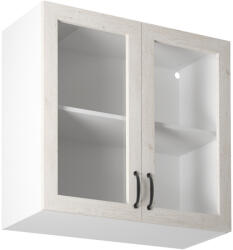 Tempo Felsőszekrény Üveggel, Fehér/Sosna Északi, Royal G80S