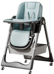 Flippy Etetőszék csecsemőknek és gyermekeknek, Flippy, 2 tálca és levehető huzat, multifunkcionális, stabil, biztonsági öv, állítható magasság, puha, állítható háttámla, tárolókosár