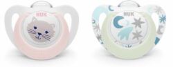 Nuk Силиконови светещи залъгалки NUK - Star, Night & Day, 0-6 m, 2 броя (10175286)