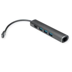 VALUE Dokkoló Type-C - 4K HDMI, 3x USB 3.2 Gen 2, Gigabit ethernet (12.99.1043-5) - patronbolt