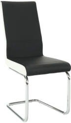 TEMPO KONDELA Étkezőszék, Textilbőr Fekete, Fehér/Króm, Neana