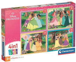 Clementoni 21746 Super Color 4 az 1-ben puzzle - Disney Hercegnők (21746)