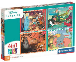 Clementoni 21523 Super Color 4 az 1-ben puzzle - Disney klasszikusok (12, 16, 20, 24 db) (21523)