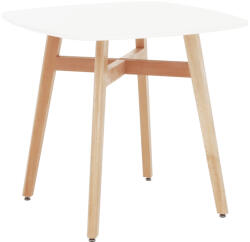 TEMPO KONDELA ÉtKerekezőasztal, Fehér/Természetes Fa, 80x80 cm, Dejan 3 New