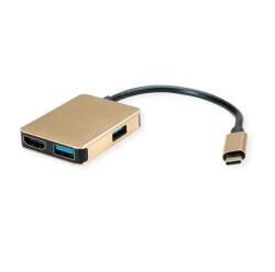 Roline Dokkoló állomás USB 3.2 Gen 2 HDMI 4K@30Hz, 2x USB-A, 1x USB-C, Power Delivery, arany (12.02.1120-10)