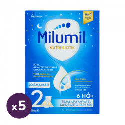 Milumil Jó éjszakát! 2 tejalapú, anyatej-kiegészítő tápszer 6 hó+ (5x500 g)