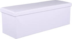 TEMPO KONDELA Összehajtható Puff, Fehér Textilbőr, Zamira