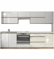 Tempo Konyhabútor, Sonoma Tölgy/Fehér Magasfényű HG, Line New