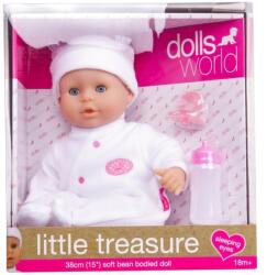Dolls World Little Treasure babzsákos baba fehér ruhában - 38 cm Ajánlott 3-6 éves korig lányoknak (32077)