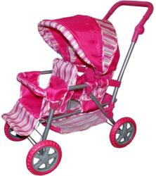 ReToys Lábtartós és kosaras iker babakocsi - rózsaszín Ajánlott 3-6 éves korig lányoknak (91628)