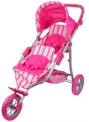 ReToys Háromkerekű iker babakocsi - rózsaszín Ajánlott 3-6 éves korig lányoknak (91627)