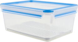 emsa CLIP & CLOSE food storage container 3.7 liters (transparent/blue, rectangular, with drip tray) (512888)