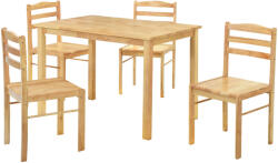 TEMPO KONDELA Étkezőgarnitúra 1+4, Tömör Fa, Természetes, Loak - fizz