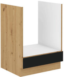 Tempo Alsó Szekrény Beépített Tűhelyre, Matt Fekete/Artisan Tölgy, Monro 60 D Gaz BB