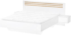 TEMPO KONDELA Ágy + 2x Éjjeliszekrény, Fehér/Artisan Tölgy, 160x200, Florens