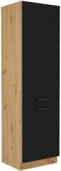 Tempo Szekrény Beépített Hűtőre, Matt Fekete/Artisan Tölgy, Monro 60 Lo-210 2F