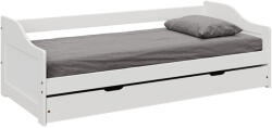 TEMPO KONDELA Ágy Kihúzható Pótággyal, Fehér, Tömörfa, 90x200, Laura New - fizz