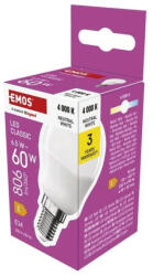 EMOS Classic LED-izzó E27 kisgömb 6.5W 60W 360° 806lm 4000K NW Classic (ZQ1E43)