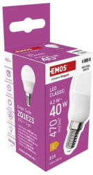 EMOS Classic LED-izzó E27 kisgömb 4.2W 40W 360° 470lm 4000K NW Classic (ZQ1E23)