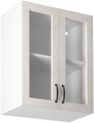 Tempo Felsőszekrény Üveggel, Fehér/Északi Sosna, Royal G60S