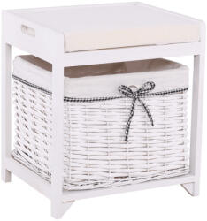 TEMPO KONDELA Lóca Fonott Kosárral és Párnával, Régi Fehér, Ruby1